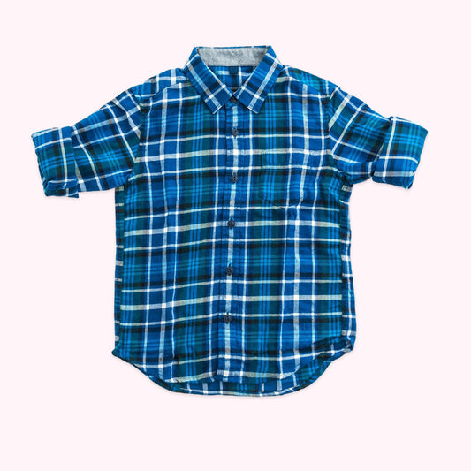 Blue Plaid Button Shirt